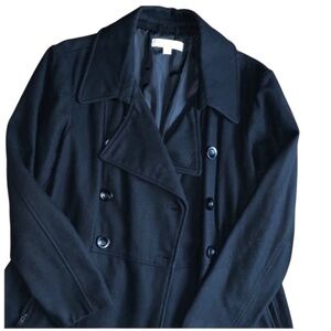🛑 SOLD ‼️ NEW YORK & COMPANY BLACK WOOL BLEND PEA COAT — SIZE XL
